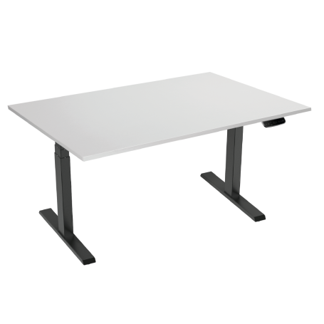 Electric height-adjustable table frame (62-128 cm, SUVA compliant) black with tableplate