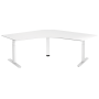 Bureau en angle réglable en hauteur 62-128 cm (SUVA conforme) avec dessus blanc