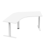 Bureau en angle réglable en hauteur 62-128 cm (SUVA conforme) avec dessus blanc