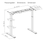 Telaio scrivania nero regolabile in altezza 62-128 cm (SUVA conform) con piano del tavolo