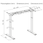 Piètement réglable blanc en hauteur 70-118 cm (sans dessus de table)