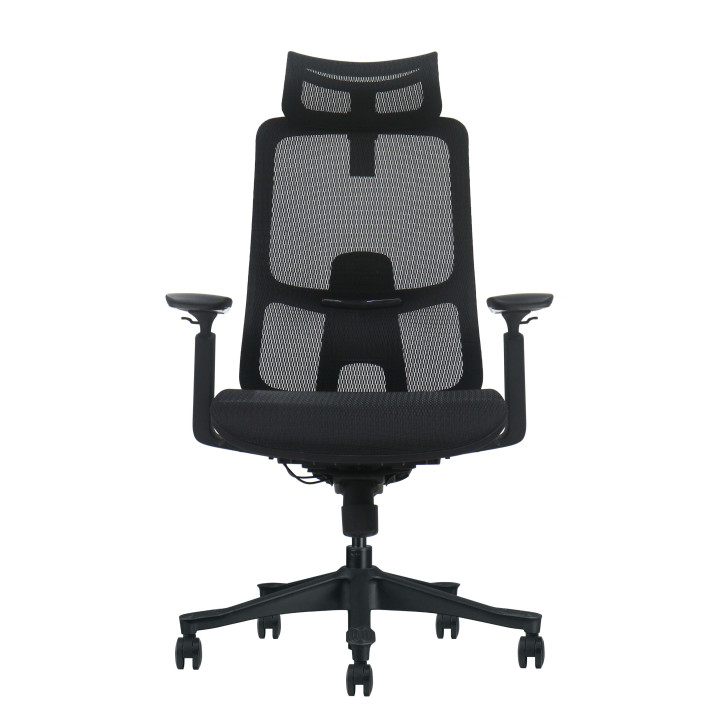 Sedia ergonomica, mesh nera, assemblata
