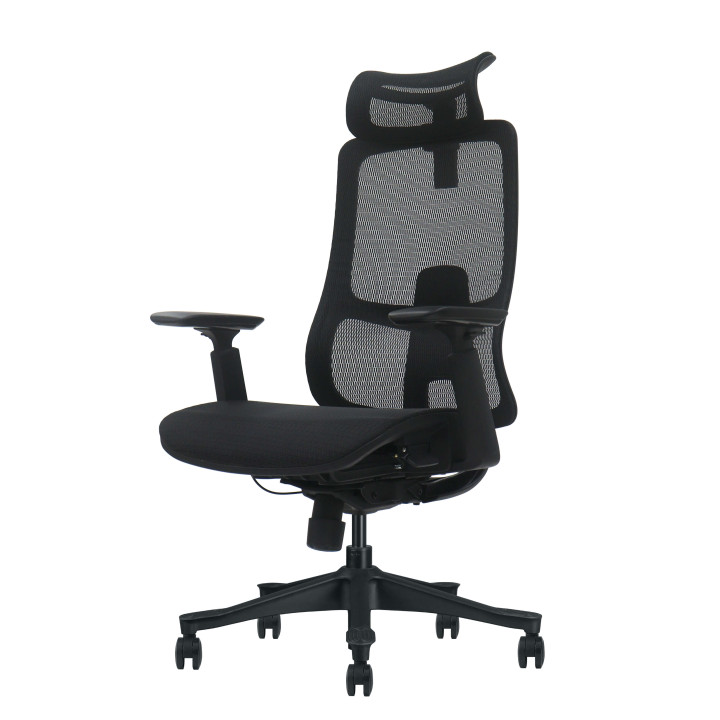 Sedia ergonomica, mesh nera, assemblata