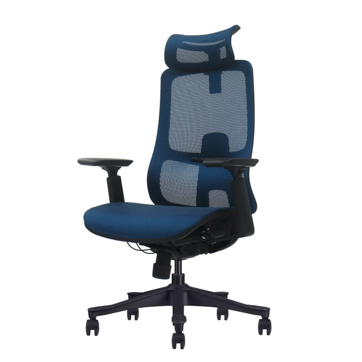 Bürostuhl ergonomisch, blau, Mesh, montiert geliefert