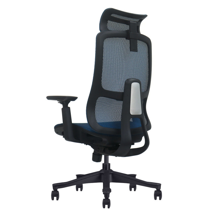 Sedia ergonomica, mesh blu, assemblata