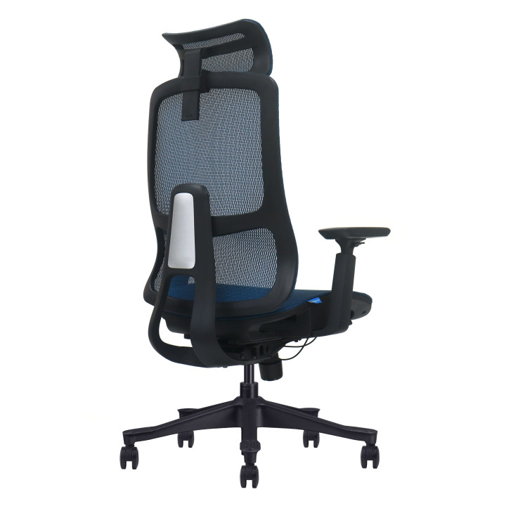 Sedia ergonomica, mesh blu, assemblata