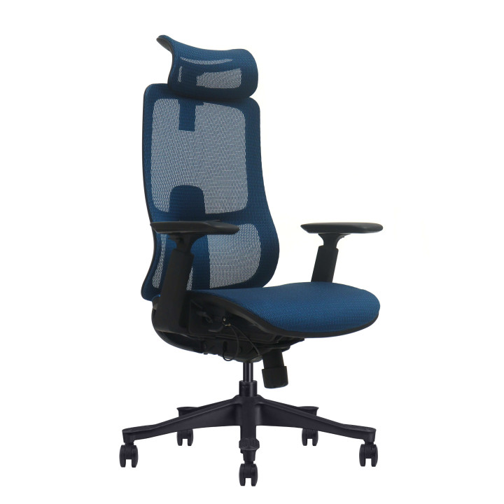 Sedia ergonomica, mesh blu, assemblata