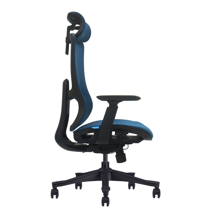 Sedia ergonomica, mesh blu, assemblata