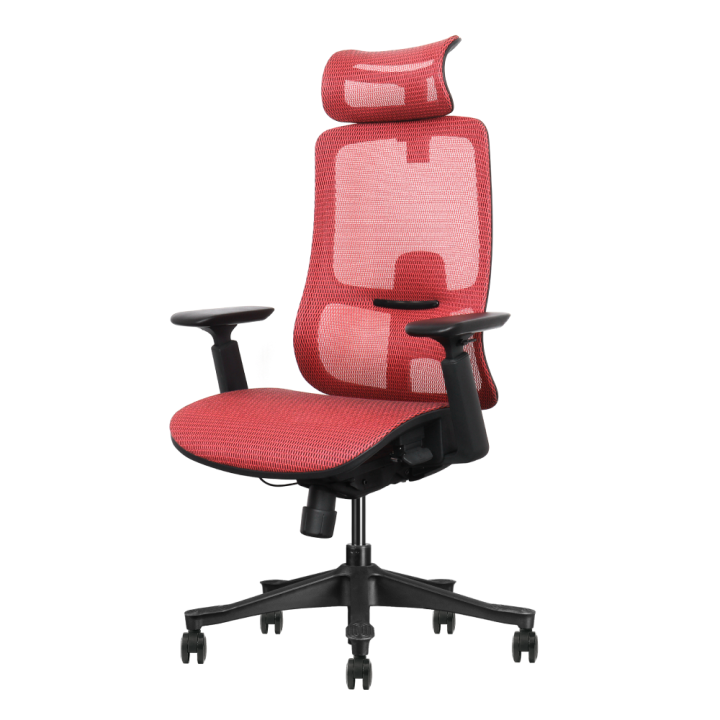 Sedia ergonomica, mesh rosso, assemblata