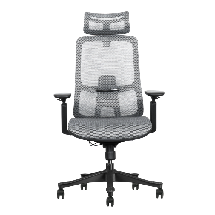 Sedia ergonomica, mesh grigio, assemblata