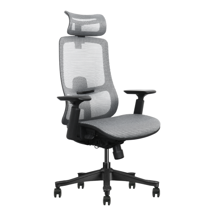 Chaise de bureau ergonomique, gris, mesh, assemblée