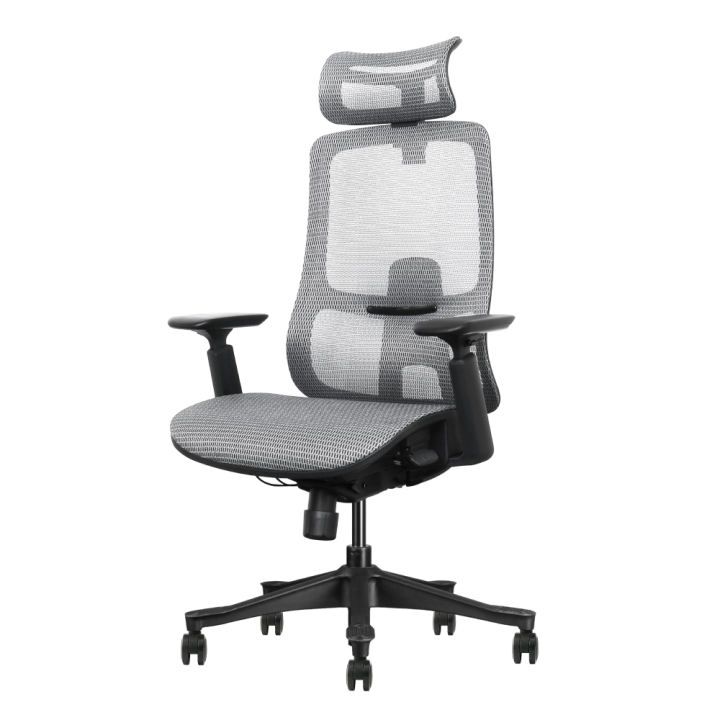Chaise de bureau ergonomique, gris, mesh, assemblée