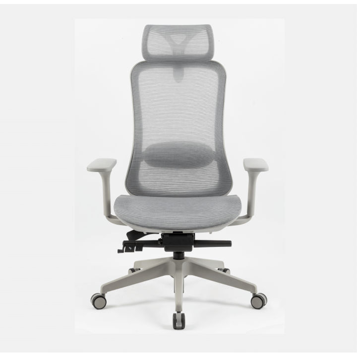 Chaise de bureau élégante, entièrement grise, avec mécanisme italien DONATI