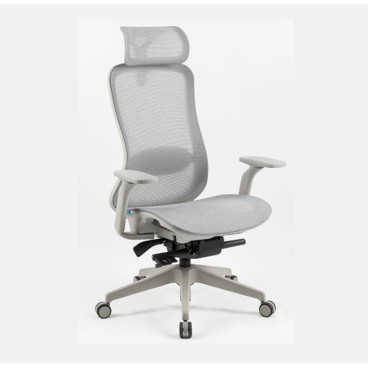 Chaise de bureau élégante, entièrement grise, avec mécanisme italien DONATI