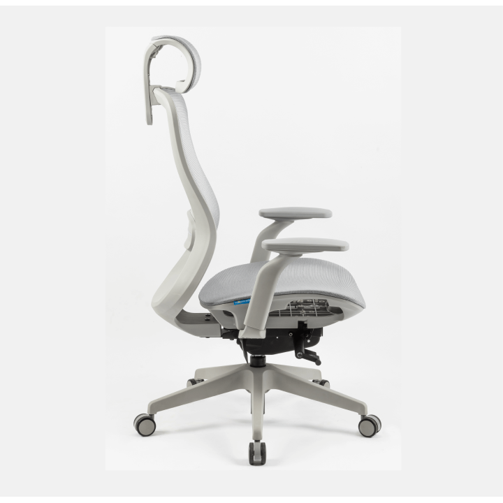 Chaise de bureau élégante, entièrement grise, avec mécanisme italien DONATI
