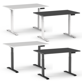 Electric height-adjustable table frame (70-120 cm) white or black with tableplate