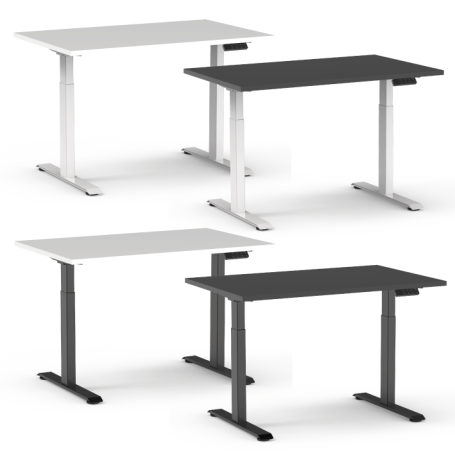 Höhenverstellbarer Schreibtisch (70-120 cm) weiss oder schwarz mit Tischplatte
