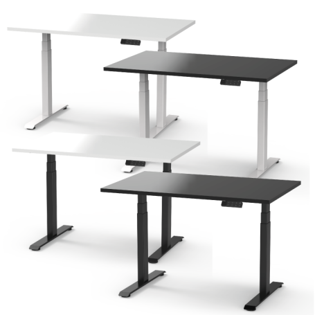 SUVA konformer höhenverstellbarer Schreibtisch (60-125 cm) weiss oder schwarz mit Tischplatte