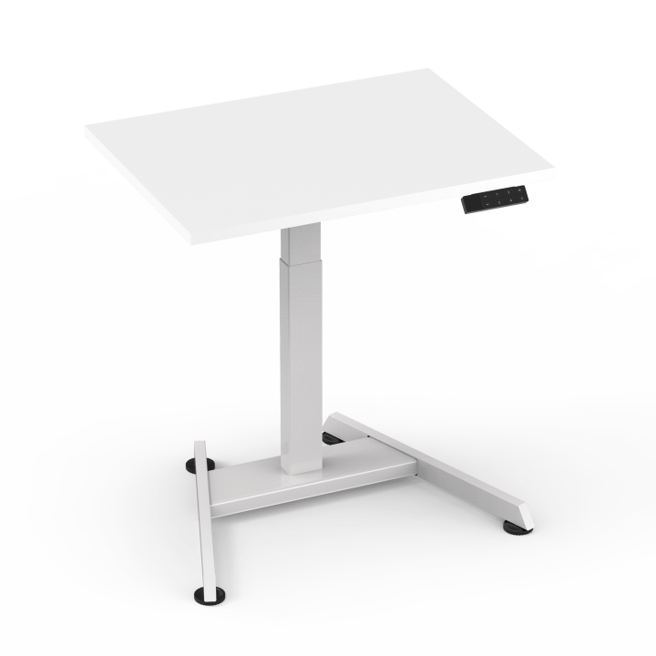 Bureau réglable en hauteur électrique blanc avec un dessus de table blanc | Avec option de montage