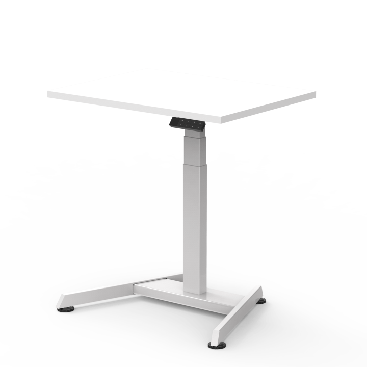 Bureau réglable en hauteur électrique blanc avec un dessus de table blanc | Avec option de montage