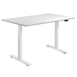 Höhenverstellbarer Tisch (70-118 cm) weiss mit weisser Tischplatte