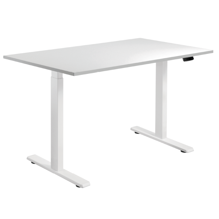 Höhenverstellbarer Tisch (70-118 cm) weiss mit weisser Tischplatte