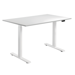 Höhenverstellbares Tischgestell weiss auf Rädern 71-119 cm mit Tischplatte