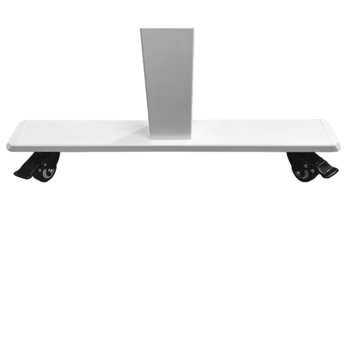 Höhenverstellbares Tischgestell weiss auf Rädern 71-119 cm mit Tischplatte