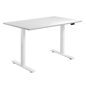 Höhenverstellbares Tischgestell weiss auf Rädern 71-119 cm mit Tischplatte